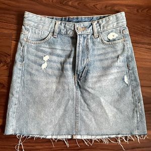 Distressed Denim Light-wash Skirt